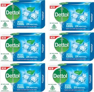 Dettol Intense Cool Bar Soap For All Day Cooling & Moisture Skin Pack of - 100gm x 6