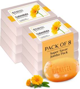 RICHFEEL Calendula Anti-Acne Soap For Acne skin & Blemishes 75gm (Pack of 8)