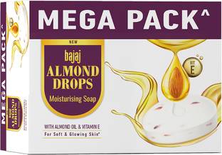 BAJAJ Almond Drops Moisturising Soap Pack of 8 with Almond Oil & Vitamin E