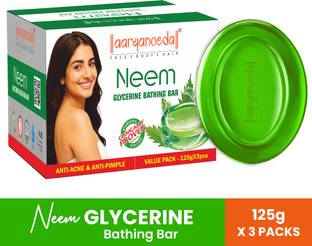 Aaryanveda Neem Glycerine Bathing Bar | Anti-Acne & Moisturizing Bath Soap for Men & Women