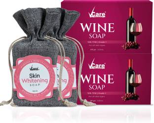 Vcare Red Wine and Skin Whitening Bathing Soap Bar for Body & Face 100g Deep Cleansing