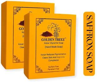 Golden Treez saffron handmade bath bar tan removal acne pimple natural bathing kesar soap