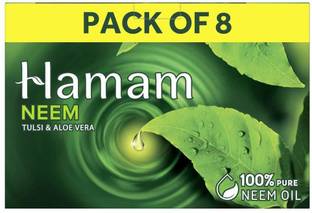 HAMAM Neem Tulsi & Aloe Vera Bathing Soap for Body 150 g (Combo Pack of 8)