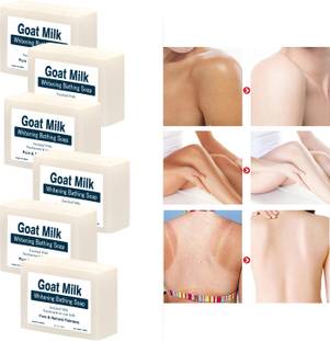 CHITAAKSH Goat Milk Whitening Soap with Kojic Acid and Shea Butter (6 Pcs)