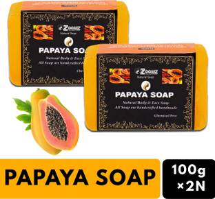 ZOOMZ Papaya Soap Combo of 2 – Natural Body & Face Soap - Chemical Free