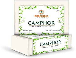 pureindia Handmade Camphor Soap All day freshness For Body And Face- Pack Of 1, 100g