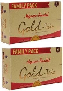 MYSORE SANDAL Gold Trio Pure sandalwood soap 1 pack of 6