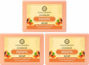 Ayusoul Ayurveda Khadi Herbal Natural Papaya Bath Soap for Soothing & Natural Skin