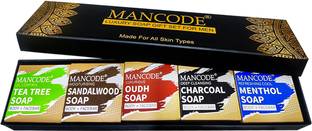 MANCODE Soap Gift Set For Men Pack of 5 | Tea Tree, Sandalwood, Oudh, Charcoal