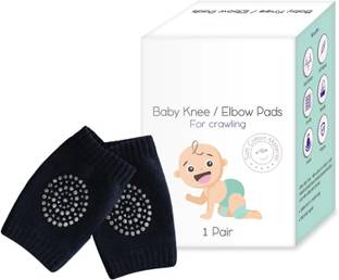 GOLDINKS Soft Baby Knee Pads for Crawling – Non-Slip, Comfortable & Adjustable Protection Black Baby Knee Pads