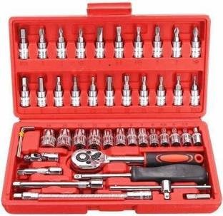 A P Super Store High Quality 46pcs 1/4-Inch Socket Set Tool Ratchet Torque Wrench Combo Tools Kit Car Repair Box for Bike Spanner Motorcycle Force Car Repair Tool Kit, Car Repair Tools, Socket Set, Socket Set 46, Socket Wrench Tool Kit, Wrench Set, Wrench Set Box Socket Tools, Socket Tool Kit, Socket Set Box, Tool Box Socket Set, Tools Box Socket, Tool Box Set, Vehicle Tools Socket Set