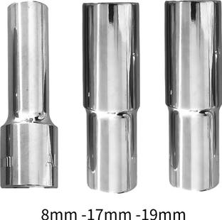 4MECH 8mm + 17mm + 19mm Hex Long Chrome Vanadium Steel, 1/2" Sq. Dr. 8mm + 17mm + 19mm Hex Long Chrome Vanadium Steel, 1/2" Sq. Dr. Single Sided Combination Wrench