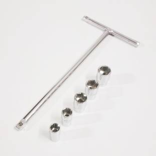 4MECH 1/4" Drive DH-813, T-Handle Socket Set with (8, 10, 11, 12, 13 mm) 5 Sockets सॉकेट सेट