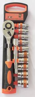 DUMDAAR 12 in 1 Socket Set 1/2 Chrome Vanadium Hex Socket and Ratchet Spanner Tool kit Socket Set