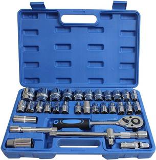 AEGON 1/2'' 32 pcs Heavy Duty Chrome Vanadium Combinational Ratchet Auto Repair & DIY Socket Set
