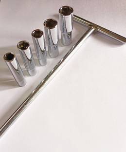 4MECH T-Handle with 8mm, 9mm, 10mm 11mm and 12mm Long Sockets, 1/4 Drive Drive Socket Set