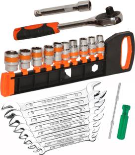 Digital Craft 12pcs 1/2" Socket Set,8Pc Double Open Spanner Set,6Inch 2 In 1 Screw Driver, Socket Set