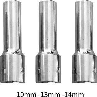 4MECH 10mm + 13mm + 14mm Hex Long Chrome Vanadium Steel Anti Rust Socket Set