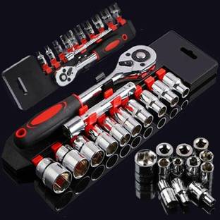 KETTLEKANE 12 in 1 Heavy Duty Fixed Square, Ratchet Spanner Set & 1/2 Chrome Vanadium Tools Hand Tool Kit