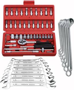 Digital Craft 1/4 Inch Socket Set 46Pc,8Pc Double Open Spanner Set,8Pc Ring Spanner Set, Socket Set