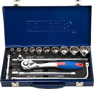 De Neers 15 Sae Regular 1/2 Drive Hex & Bi Hex Socket Set | For Home and Industrial Use Socket Set