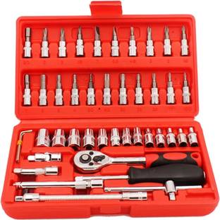 KASHTHBHANJAN 46 in 1 tool kit tools set pcs socket wrench combination auto repairing Socket Set