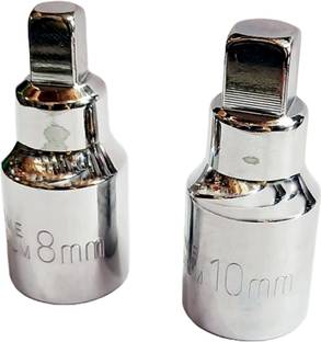 4MECH Heavy Duty Oil Drain Nut Sockets CRV Steel 8 mm, 10 mm, Hardened and Tempered Socket Set