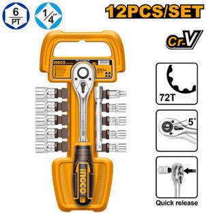 INGCO INGCO HKTS14122 12PCS 1/4INCH DR SOCKET SET BIKE/ HOME REPAIR Socket Set