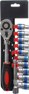 Gadariya King 12 PCS SOKET SET 10, TO 22 MM,1/2" RATCHET HANDLE ,AND 1/2"EXTENSION BAR Socket Set