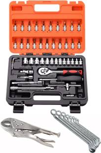 Digital Craft 46PC Socket Set ,8Pc Ring Spanner Set,10"Inch Lock Plier Socket Set