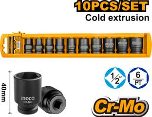 INGCO HKISSD12101 10 pcs 1/2" Impact Socket Set
