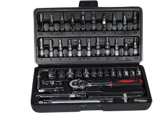 VRAVMO 46 in 1 Pcs Tool Kit & Screwdriver and Socket Set Multi Purpose Combination Tool Case Precision Socket Set Socket Set