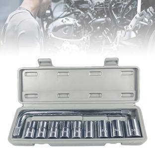 FABUNIK 10 Pcs Stainless Steel Socket Wrench Spanner Set Automobile Repair Tool Box Socket Set