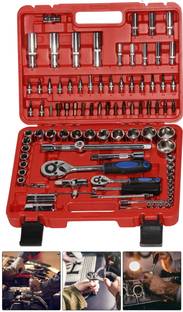 Digital Craft 94pc Sleeve Combination Socket Wrench Set Hand Tools Car Repairing Ratchet Wrench Screwdriver Combo Kit 1/2" 1/4" Auto Ratchet Socket Set Socket Set