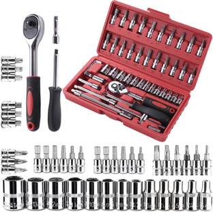 CHESTON 46-in-1 Socket Set Multi Purpose Tool Kit w/ Wrench & Precision Sockets Socket Set