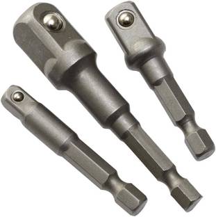 Gadariya King 3Pcs Socket Adapter Set Hex Shank to 1/4 3/8 1/2 Inch Impact Driver Drill Bits Socket Set