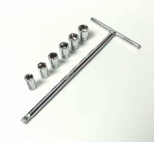 4MECH 1/4" Square Drive T-Handle With 8, 9, 10, 11, 12, 13 MM, Hardened CRV Steel Socket Set