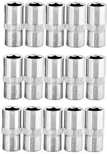 4MECH 8MM Shallow x 15 -1/4" Drive CRV Steel Hardened Home and Professional Use Socket Set