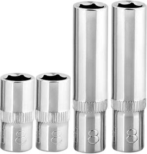4MECH 9MM Shallowx2 + Deepx2-1/4" Drive CRV Steel Hardened Home and Professional Use Socket Set