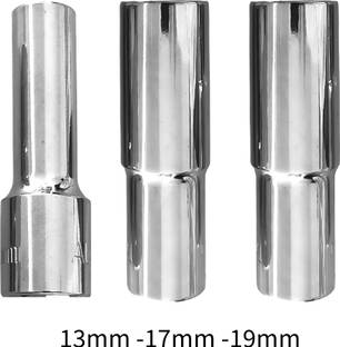 4MECH 13mm + 17mm + 19mm Hex Long Chrome Vanadium Steel Anti Rust Socket Set