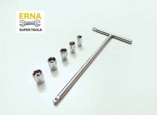 ERNA SUPER TOOLS T-Shaped Handle (8 inch) Wrench Spanner with 1/4 drive, 8mm, TO 12mm Socket Set
