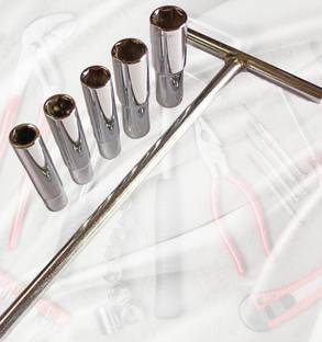 4MECH T handle + 5 Long Sockets, 1/4 T-Handle with 8mm, 9mm, 10mm, 11mm and 12mm Long Socket Set