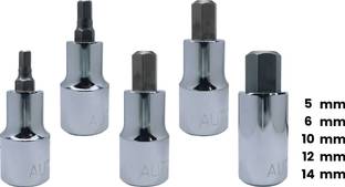 4MECH 1/2" Drive LNS-5+6+10+12+14, Hardened CRV Steel, Hex Allen Bit Socket Socket Set