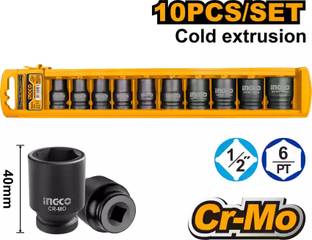 INGCO 10 Pcs 1/2"DR. impact socket set Socket Set