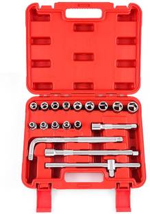 FREEMANS HEX 18 Pcs 1/2" Drive Chrome Vanadium Steel Socket Set With Carry Box Socket Set