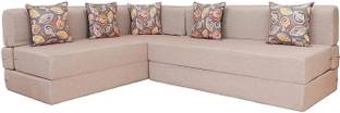 TIRTHANKARA L Shaped 5 Seater Double Foam Fold Out Sofa Cum Bed