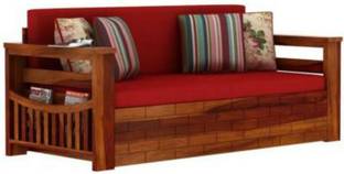 DOKRI Pure Sheesham Wooden For Living Room 3 Seater Double Solid Wood Pull Out Sofa Cum Bed
