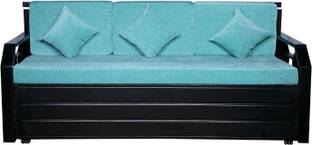 FAMOUS MART FURNITURE 3 Seater Double Metal Pull Out Sofa Cum Bed