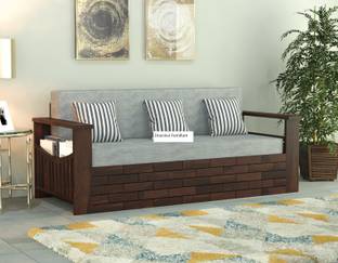 Douceur Furnitures Solid Sheesham Wood For Living Room / Hotel / Bed Room. 3 Seater Double Solid Wood Pull Out Sofa Cum Bed