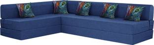 Flipkart Perfect Homes L Shape Three + Three 5 Seater Double Foam Fold Out Sofa Cum Bed